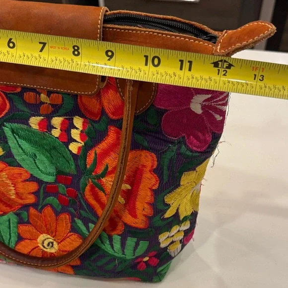 Fresco Fabrics Colorful Floral Embroidered Tote Bag - Picture 11 of 11